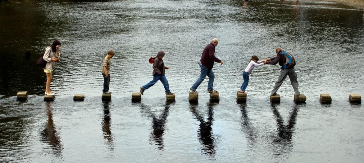 Image result for people stepping on stones